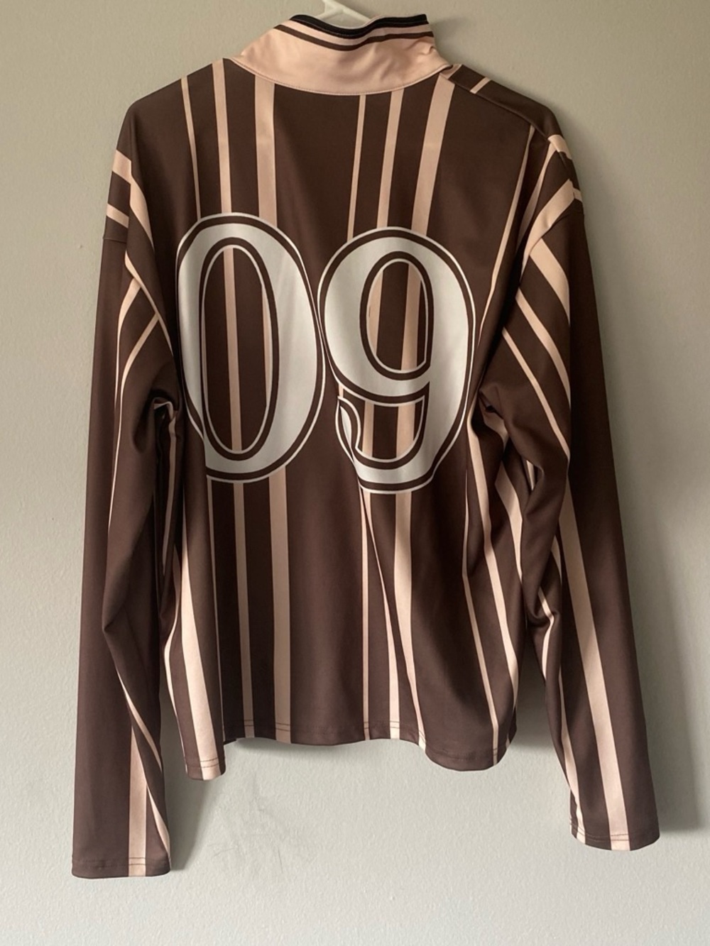 Manfinity Striped Polo Shirt in Blush Pink and Brown